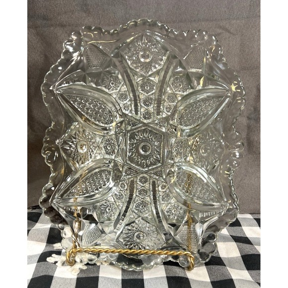 Indiana Glass Other - VTG Glass Serving Bowl Clear Daisy & Fine cut by Indiana 10 x 3 Rectangle (2571)